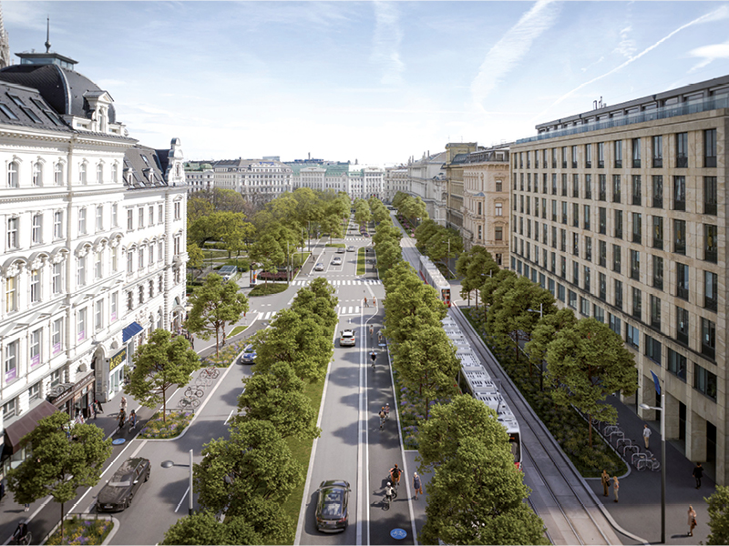 Universitätsstraße im Zentrum von Wien: 