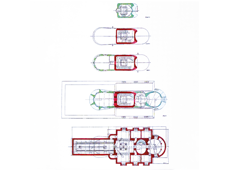 Grundrisse des Einsteinturms. 